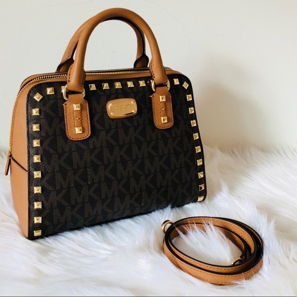 NWT Michael Kors Sandrine Studded satchel handbag - Picture 2 of 8